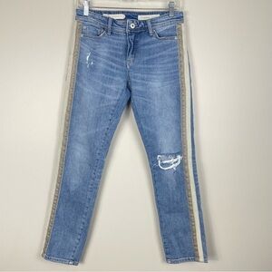 Pilcro and the Letterpress Slim Boyfriend Jeans Womens 25 Side Stripe Distressed